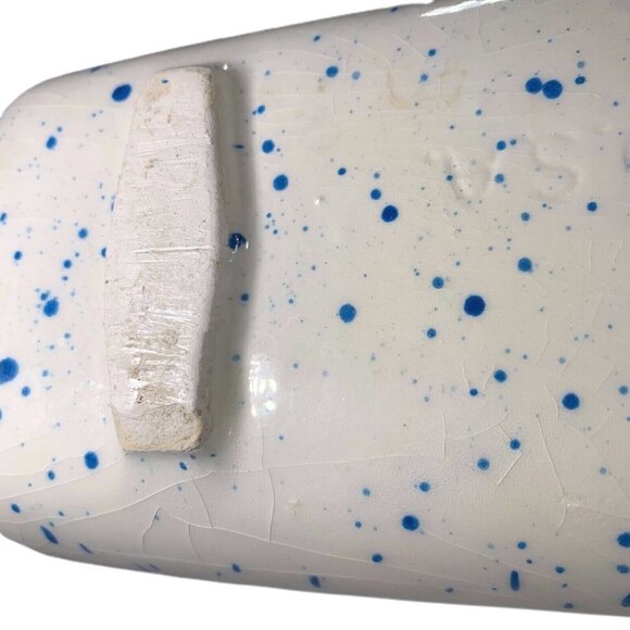 Vintage Rooster Cracker Tray Los Angeles Potteries Blue Stipple Rare HTF READ - Picture 9 of 10